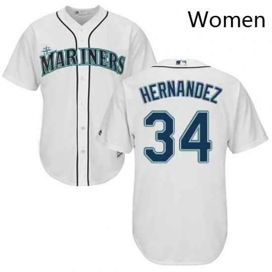Womens Majestic Seattle Mariners 34 Felix Hernandez Replica White Home Cool Base MLB Jersey